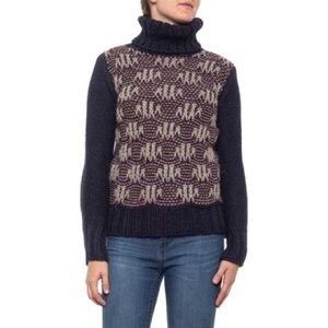 Aspen Women multi yarns navy turtleneck long sleeves sweater size S